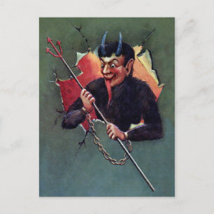 Postal Krampus vintage con Pitchfork