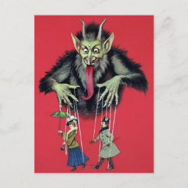 Postal Krampus vintage con títeres