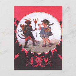 Postal Krampus y niña