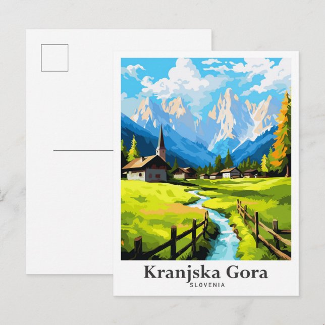 Postal Kranjska Gora Eslovenia Ilustracion de turismo (Anverso / Reverso)