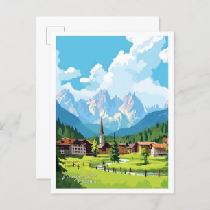 Postal Kranjska Gora Eslovenia Viaje ilustracion Vintage
