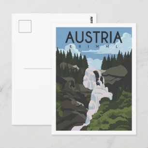 Postal Krimml Austria Famous Travel Place Ilustracion