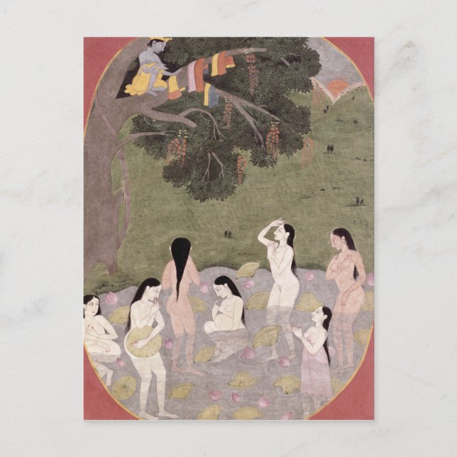 Postal Krishna con la ropa de los Chicas de vaca, (Anverso)