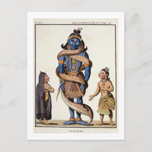 Postal Krishna exprimida por la serpiente Kaliya, de 'Voy (Anverso)