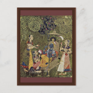 Postal Krishna Y Los Chicas De Indischer Maler Um 1710 (