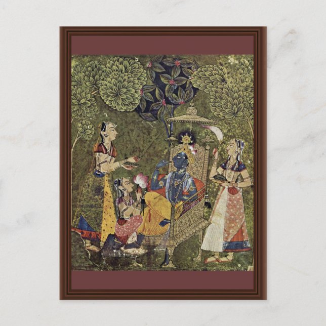 Postal Krishna Y Los Chicas De Indischer Maler Um 1710 ( (Anverso)
