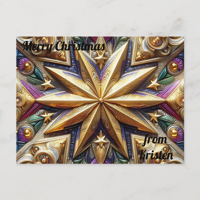 Postal KRISTEN ~ NAVIDADES ~ Patrón de estrella 3D ~ (Anverso)