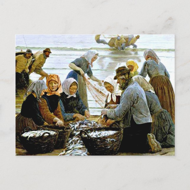 Postal Kroyer - Mujeres y pescadores de Hornbaek (Anverso)
