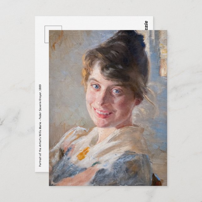 Postal Kroyer - Retrato de la esposa de la artista Marie (Anverso / Reverso)