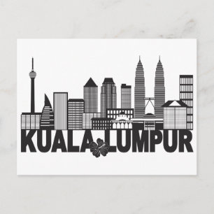 Postal Kuala Lumpur City Skyline Text Black and White Ill