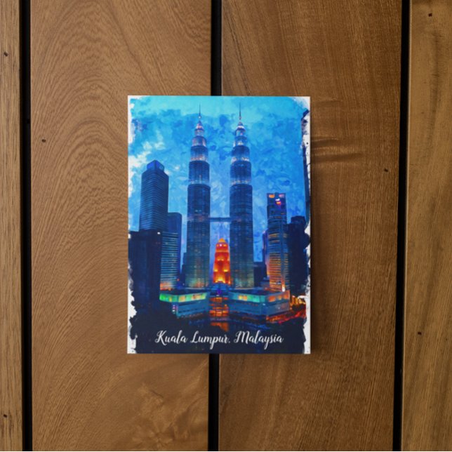 Postal Kuala Lumpur Malasia Asia Travel (kuala lumpur malaysia watercolor postcard)