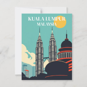 Postal Kuala Lumpur Malasia Ciudad Retró 