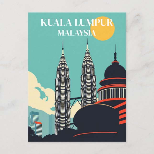 Postal Kuala Lumpur Malasia Ciudad Retró  (Anverso)
