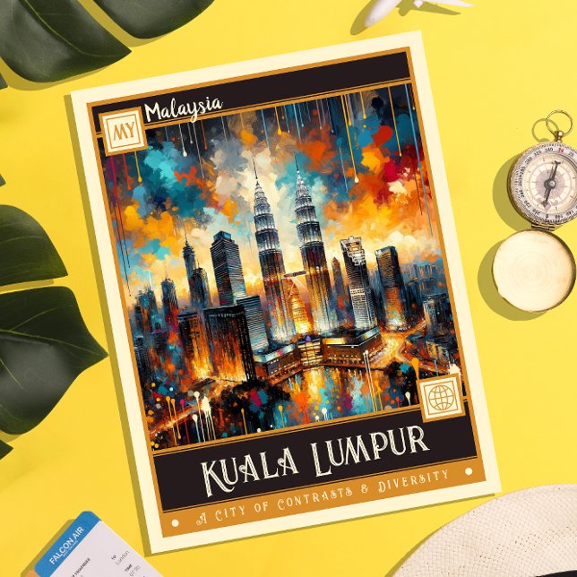 Postal Kuala Lumpur, Malasia | Pintura de época (Subido por el creador)