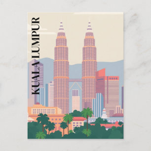 Postal Kuala Lumpur Malasia Torres Art Deco Paisaje Urban