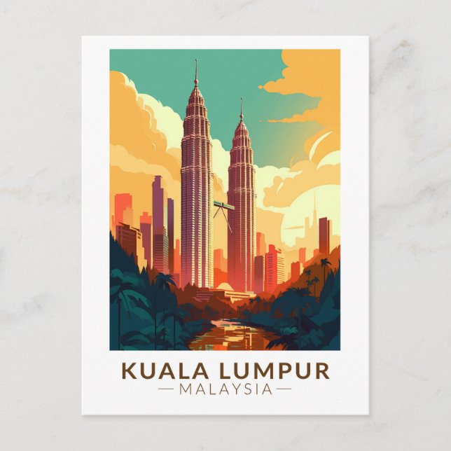 Postal Kuala Lumpur Malasia Viaje de arte (Anverso)
