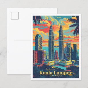 Postal Kuala Lumpur Malasia Viaje de arte de moda