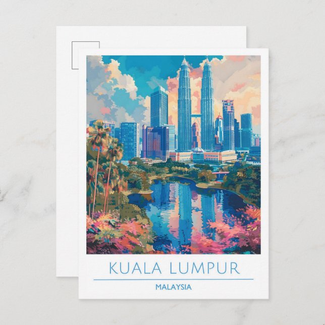Postal Kuala Lumpur Malasia Viaje de época (Anverso / Reverso)