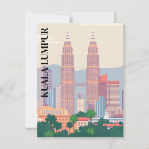 Postal Kuala Lumpur Malaysia Art Deco Torres Cityscape