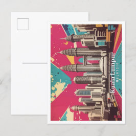 Postal Kuala Lumpur Malaysia Pop Art Travel Ilustracion