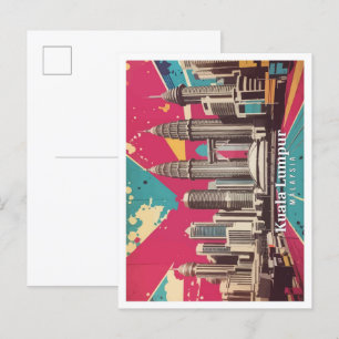 Postal Kuala Lumpur Malaysia Pop Art Travel Ilustracion