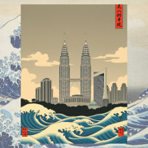 Kuala Lumpur Vintage Japón Ola Estilo Horizonte