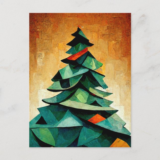 Postal Kubismus, Weihnachtsbaum an Weihnachten. Gemalt. (Anverso)