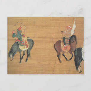 Postal Kublai Khan (1214-94) Caza (detalle), Yuan dynas