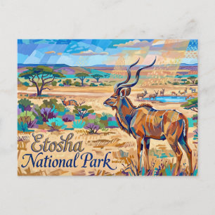 Postal Kudu en el Parque Nacional Etosha Namibia