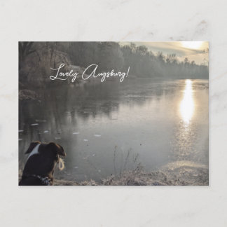 Postal Kuhsee am Morgen mit Hund in Augsburg