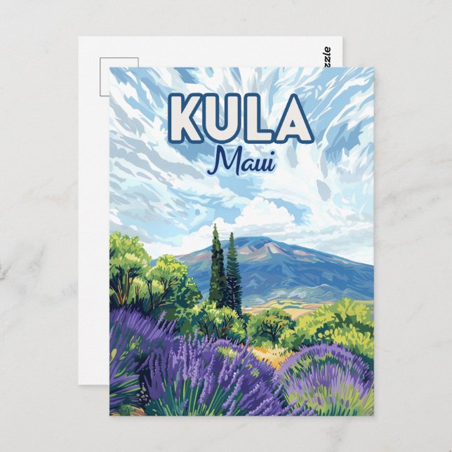 Postal Kula Maui Haleakala Hawaii Lavender Retro (Anverso / Reverso)