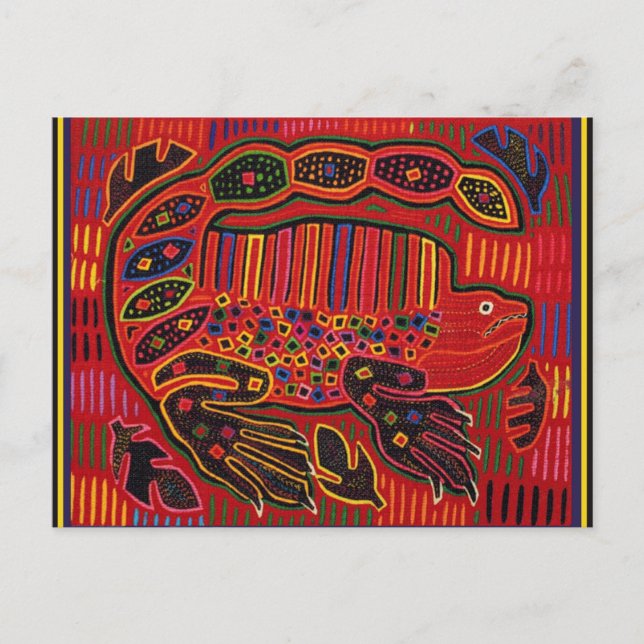 Postal Kuna Iguana India Mola (Anverso)