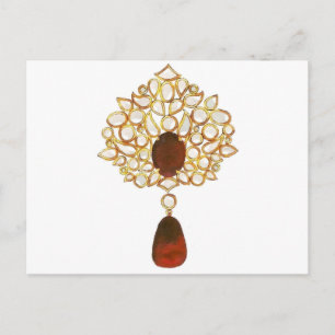 Postal Kundan y ruby brooch