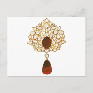 Postal Kundan y ruby brooch