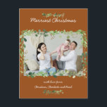 Postal Kundenspezifische Foto Postkarte Greenery<br><div class="desc">Moderno florale Foto Postkarte für deine Weihnachtsgrüße.</div>