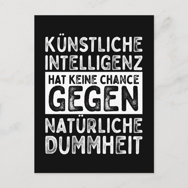 Postal Künstliche Intelligenz vs. Natürliche Dummheit (Anverso)