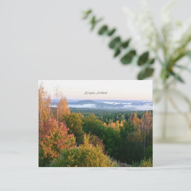 Postal Kuopio, Finlandia, paisaje otoñal, (Anverso de pie)