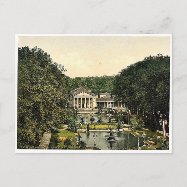 Postal Kurhaus y alrededores, Wiesbaden, Hesse-Nassau, (Anverso)