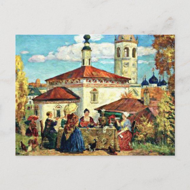 Postal Kustodiev - En el viejo Suzdal (Anverso)
