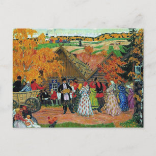 Postal Kustodiev - Fiesta del pueblo,