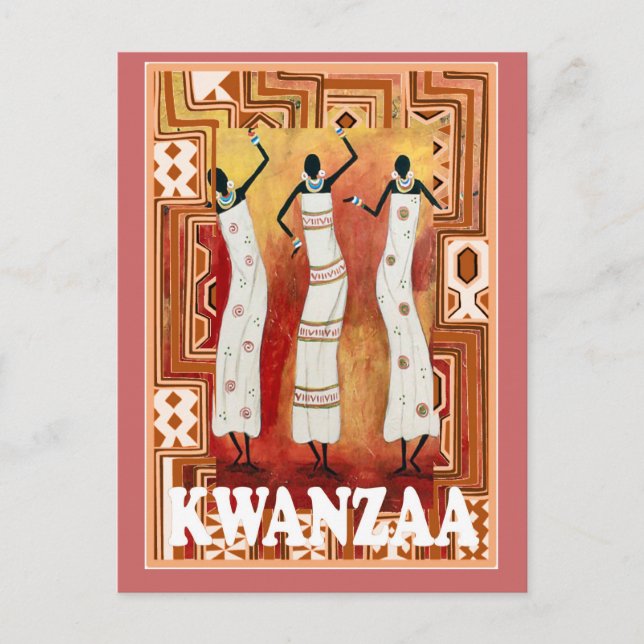 Postal Kwanzaa - damas bailarinas (Anverso)