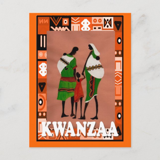 Postal Kwanzaa - Familia africana (Anverso)
