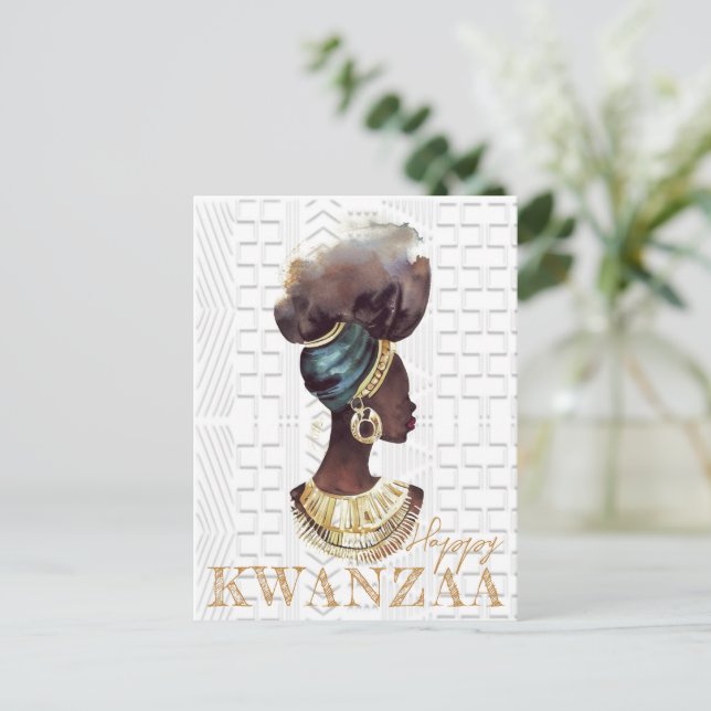 Postal Kwanzaa feliz moderna (Anverso de pie)