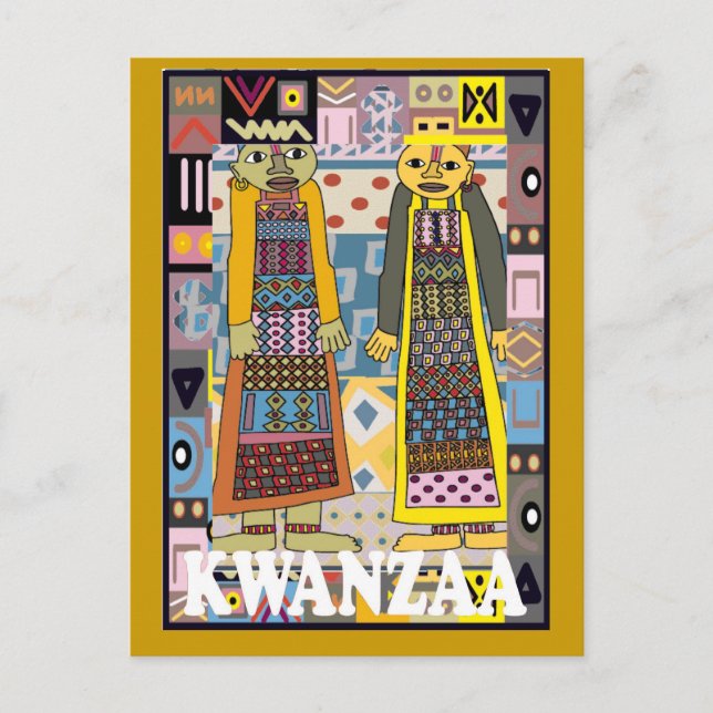 Postal Kwanzaa - Personajes africanos (Anverso)