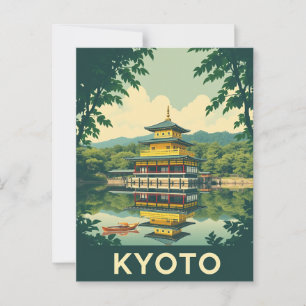 Postal Kyoto, arte de viajes por templo en Japón