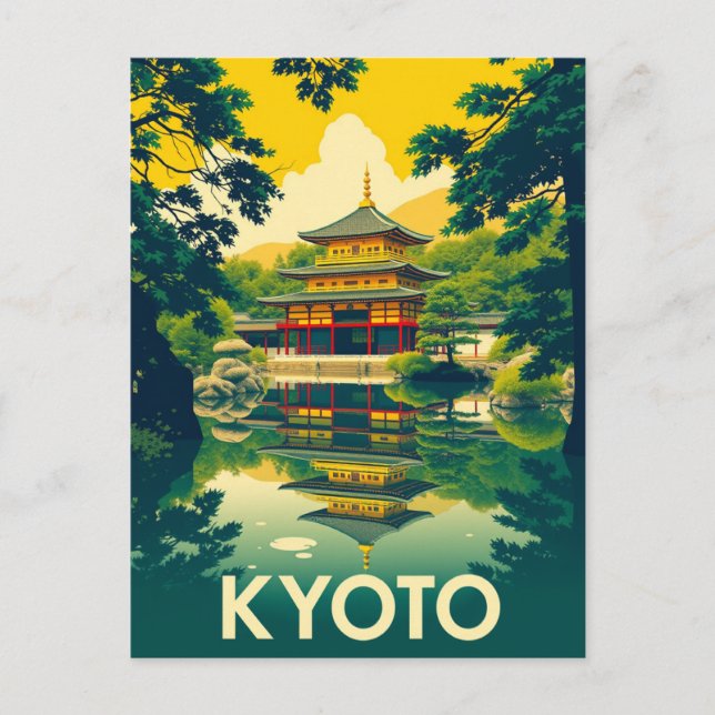 Postal Kyoto, arte de viajes retro en Japón (Anverso)