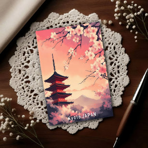 Postal Kyoto en Flor: Sueños de Flor de Cerezo de Japón