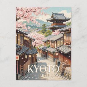 Postal Kyoto Gion Índigo Viaje de Primavera