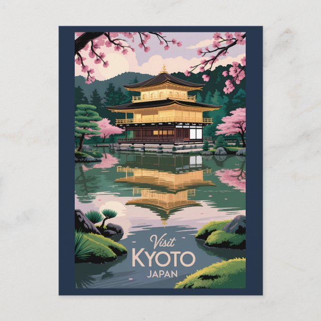 Postal Kyoto Japan Kinkaku-ji Illustration Travel Art Vin (Anverso)