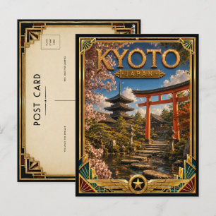 Postal Kyoto Japón Arte Deco Templo y Santuario Antiguo